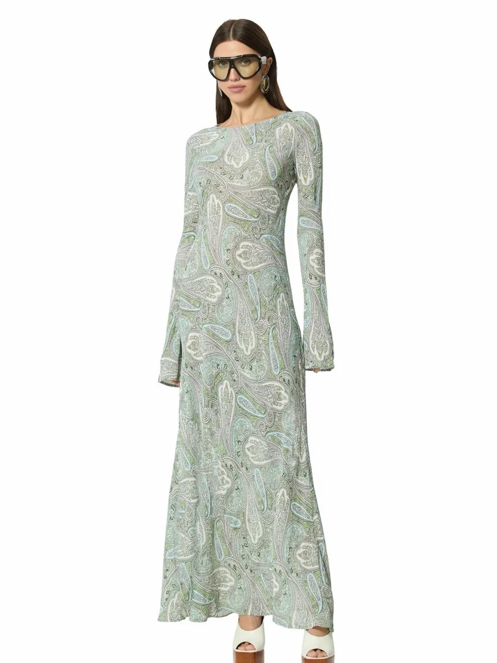 Afrm Jetta Paisley Maxi Dress in Mint Green - Picture 1 of 1